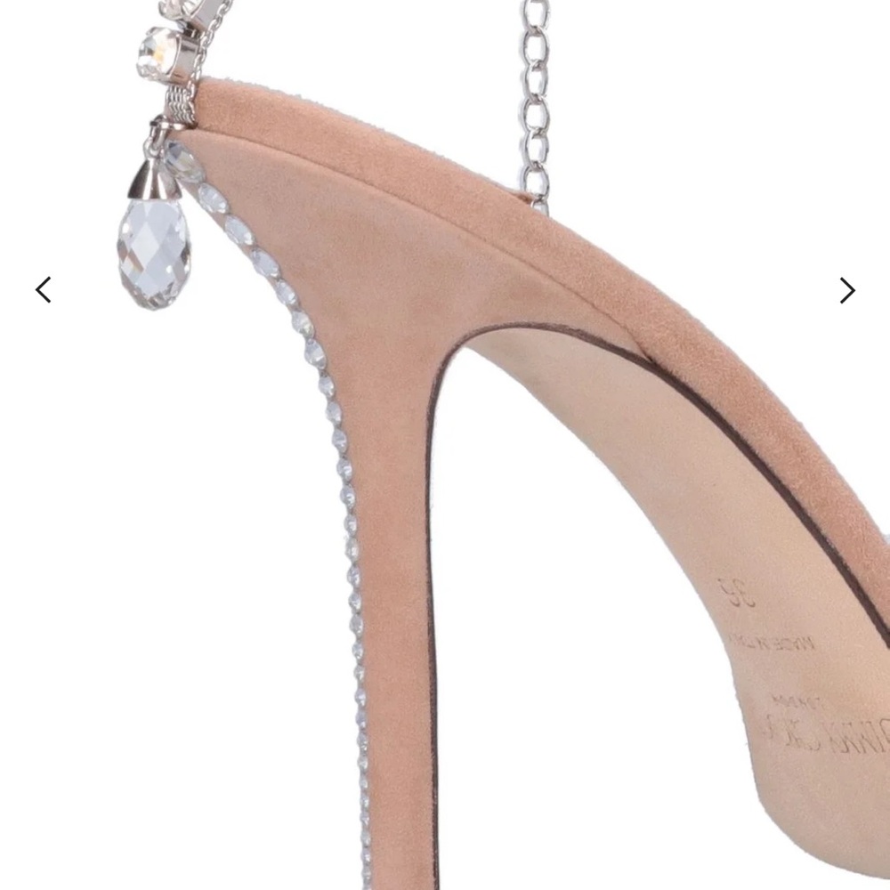 Jimmy Choo Saeda 100 Crystal Ballet Pink Suede Shoes 38.5